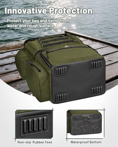Fishing Tackle Backpack with 4 3600 Tackle Box (Olive Green)