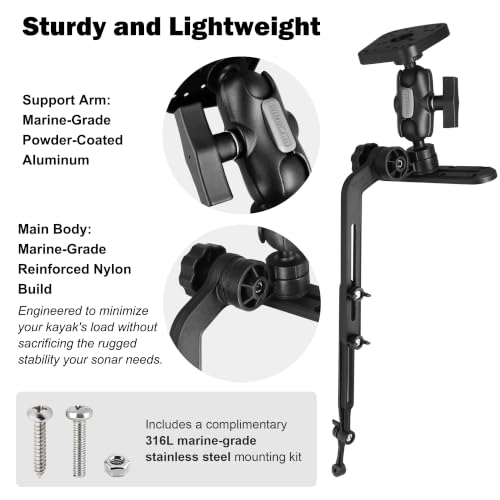 Standard Kayak Fish Finder Mount with Transducer Arm (Standard Arm(3.35 in))