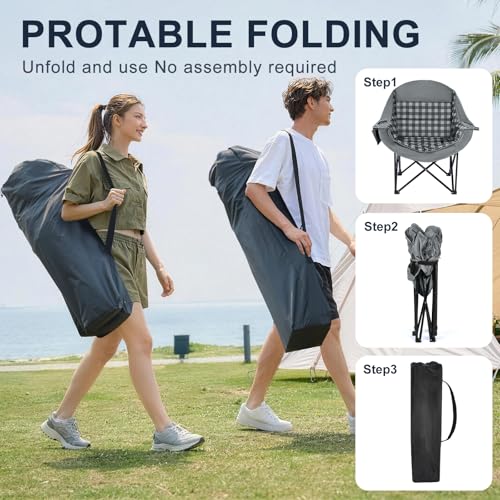 Oversized Camping Chairs 2 Pack (Plaid-2 Pack)