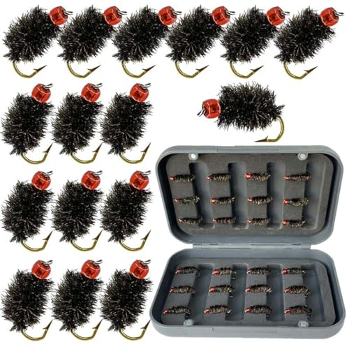 24Pcs Fly Fishing Flies Trout Lures Fishing Tackle Fly Fishing Flies with Boxed Trout Bass Artificial Fish Bait
