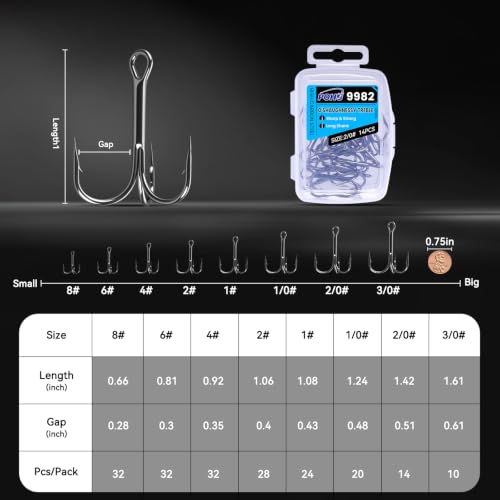 Treble Hooks 3X Strong O'Shaughnessy Triple Fishing Hooks for Lures