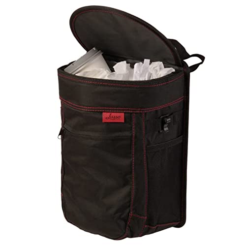Spill Proof Car Trash Can (2.5 Gal 1-Pack / Black, Red Stitching)