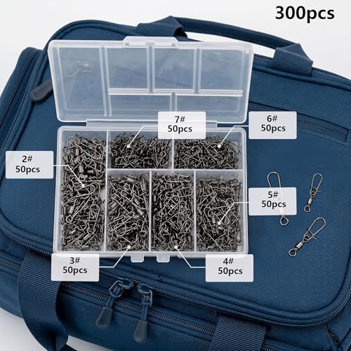 300 Pack Fishing Snap Swivels Tackles