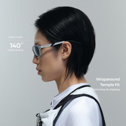 Cat Eye Polarized Wrap Around Sports Sunglasses for Men Women UV400 Protection Running Cycling Mountain Bike Baseball Sun Glasses (Matte Silver 1010)