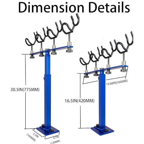 360 Degree Rotation & Adjustable Height Fishing Rod Holder with 4 Head (Blue)