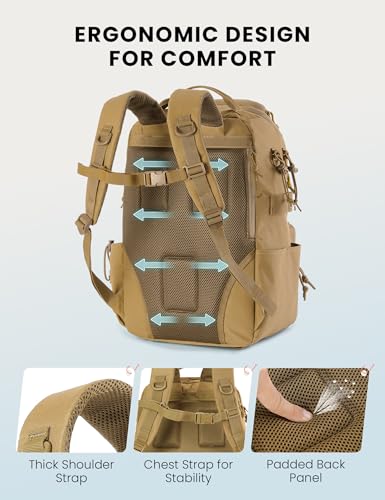 Tackle Backpack Fishing Bags with Rod Holder (Khaki)