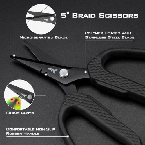 Kalibrate Fishing Line Spooler with 5" Braid Scissors (D: Line Spooler with Counter & Scissor - Black)