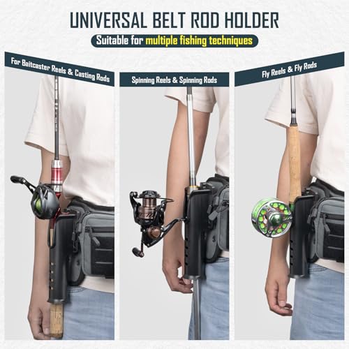 Fishing Wading Belt with Rod Holder & Waist Pack (Grey)