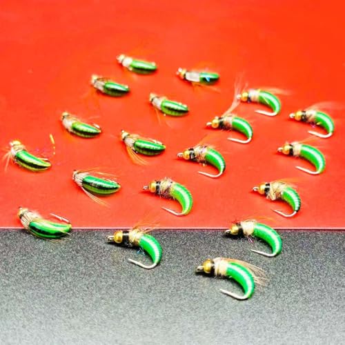 10Pc Wet Flies Bait Fly Fishing Flies for Bass Trout Pike Salmon Brass Head Caddis Nymph Handmade Fishing Bait Artificial Insect Fishing Lure