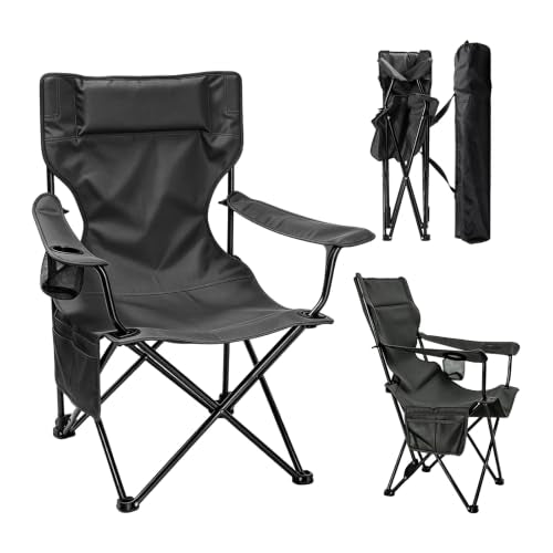 Camping Chairs 2Pack Beach Outdoor Chair for Adults Folding Lawn Chair with Cup Holder and Adjustable Backrest Carry Bag Included for Tailgating