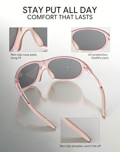 Adjustable Adult Bike Helmet and Sunglasses Set for Women and Men (Matte Blush Pink / Medium)