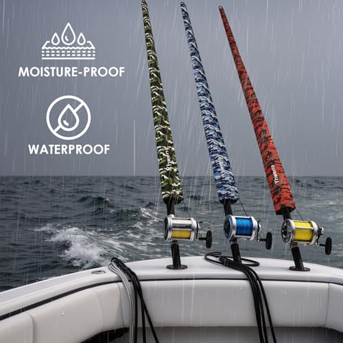Neoprene Fishing Rod Sleeve Rod Sleeves Fishing Pole Sleeve Rod Socks for Fishing Poles Rod Cover Rod Protector Durable for Casting Spinning Trolling Sea Fishing Rod Storage