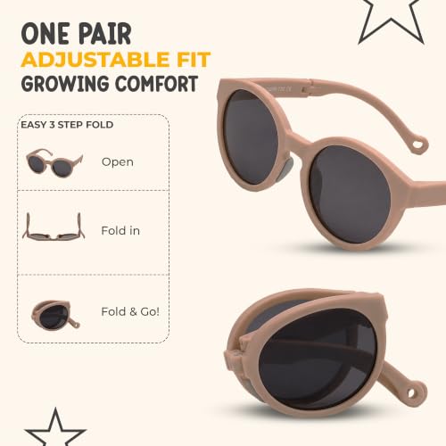 Kids Polarized Sunglasses for Boys & Girls (Brown)