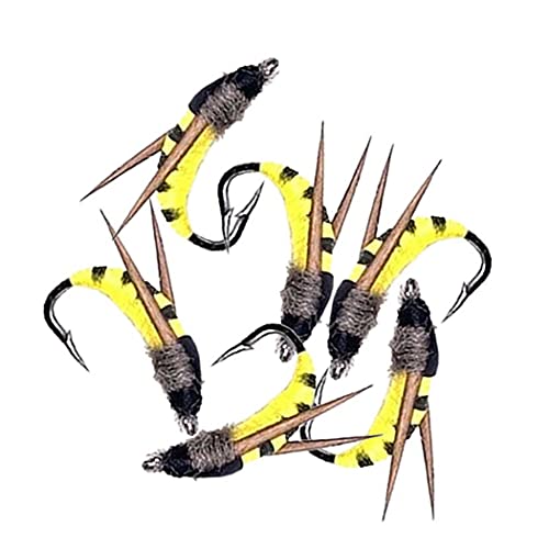24Pcs Fly Fishing Flies Trout Lures Fishing Tackle Fly Fishing Flies with Boxed Trout Bass Artificial Fish Bait (24Pcs-Yellow Moth)