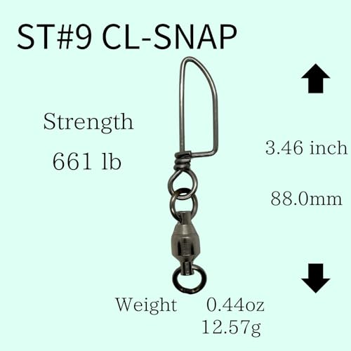 Ball Bearing Swivels with Coastlock Snap Fishing Swivel Made in Japan (#9 (661lb) 6pcs)