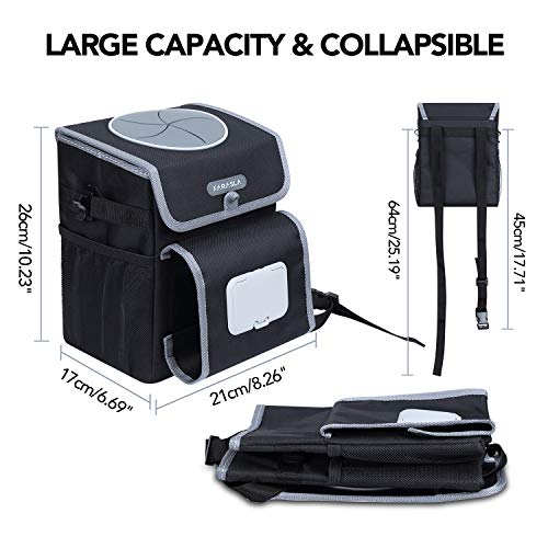 All-in-One Car Trash Can, Garbage Bag for Car with Removable Leakproof Interior Liner, Adjustable Tissue Holder & Straps