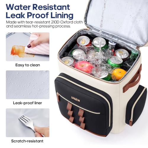 Backpack Cooler Insulated Leakproof 50Cans Lunch Ice Chest Bag Double Deck (White)