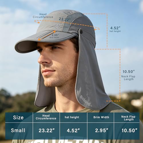 UPF 50+ Fishing Hat with Removable Neck Flap (Light Grey)