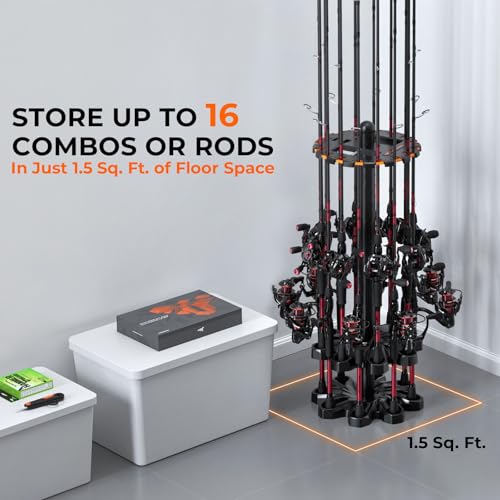 V16 Fishing Rod Holder for Garage (Black, without Rotaing Base)