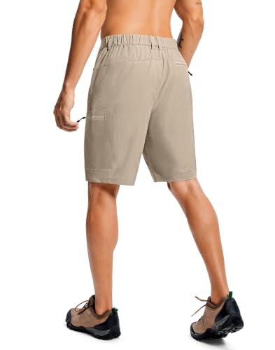 Men's Hiking Cargo Shorts 9" Lightweight Quick Dry 6 Pockets Khaki (3X-Large / Khaki)