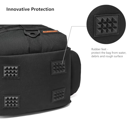 Convertible Fishing Backpack Sling Bag with Rod Holder (Black/Blaze Orange / Large)