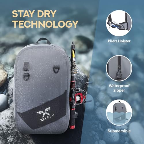 Waterproof Fishing Sling Backpack Bag with Rod Holder (Gray / Sling Bag)