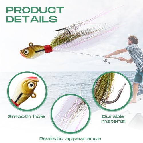 10 Pcs Bucktail Jigs Saltwater Hair Jig Fishing Lures