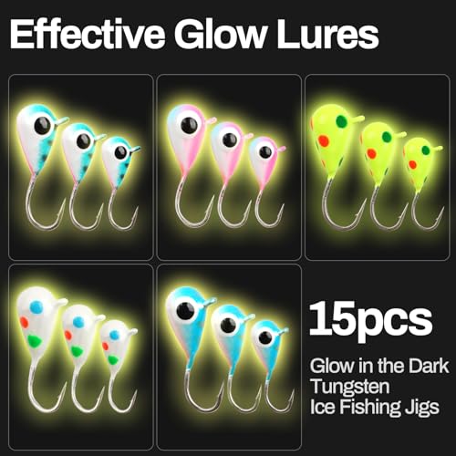 Tungsten Ice Fishing Jigs Lures with Ultra Sharp Hooks for Panfish