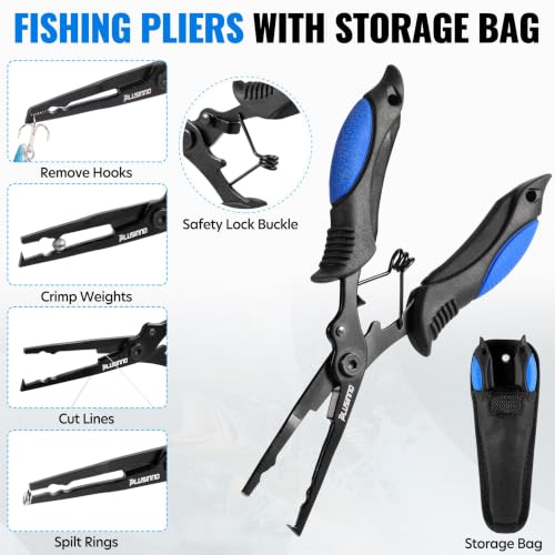 Long Fishing Net with Plier Lip Gripper Tools (With Tool Kit - 7.86 Ft Full Length)
