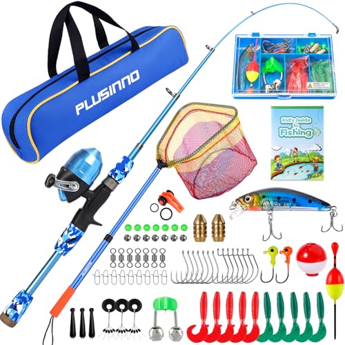 Kids Fishing Pole with Spincast Reel Telescopic Fishing Rod Combo Full Kits for Boys