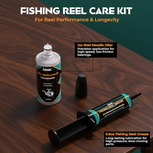 Fishing Reel Care Kit with Needle Oil & Grease (1.9oz)