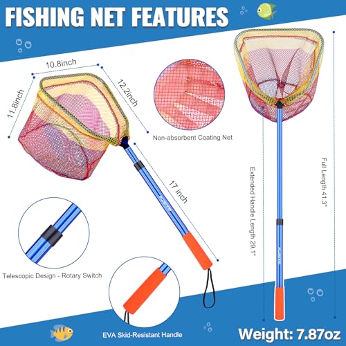 Kids Fishing Pole (Blue (with Fishing Net) / 5FT / 1.5M)