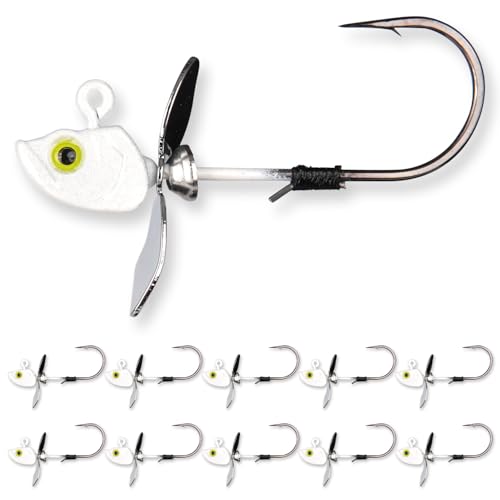 10 Pack Asymmetrical Spin Fishing Jig Head