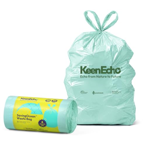 6 Gallon 50 Counts Small Green Trash Bags with Handle (Green 6 Gal / 1 Roll)