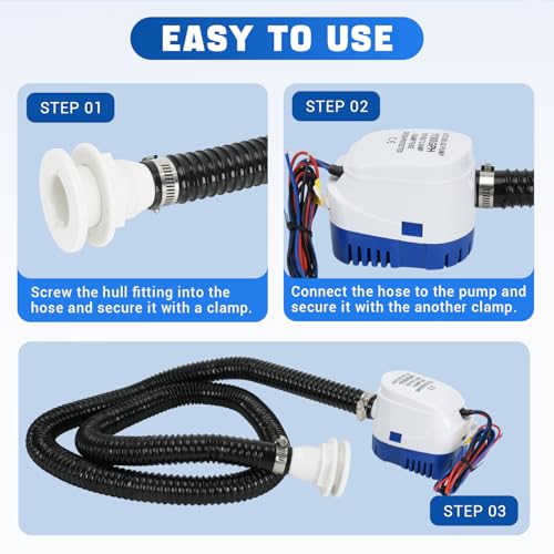 1100GPH 12V Automatic Boat Bilge Pump Kit (Automatic)