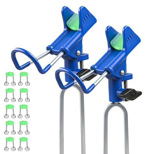 Fishing Rod Holder for Ground (Blue -2 Pack and Bells)