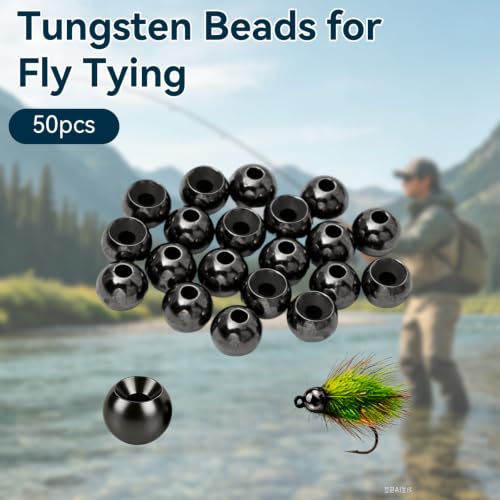 Tungsten Beads for Fly Tying Materials 50pcs Faster Sinking Deeper 13 Sizes