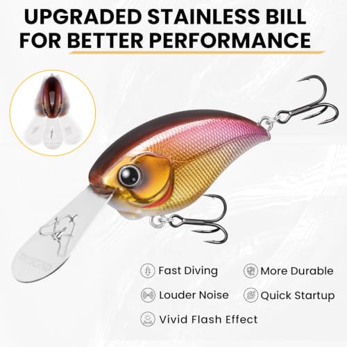 Metal Rounded Bill Crankbait Fishing Lures with BKK Hook (A1-2"-7/16oz)