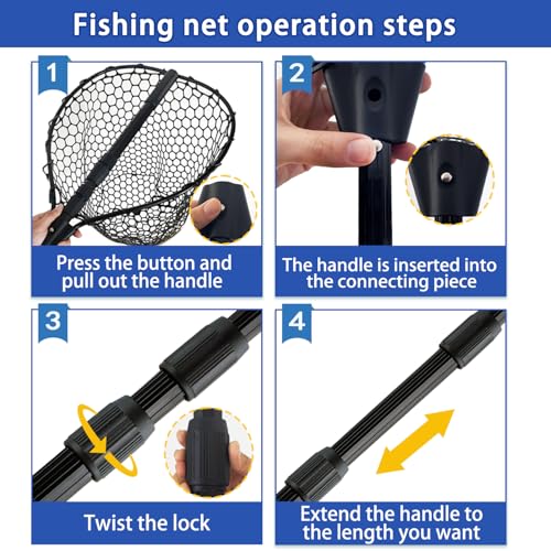 Telescoping Rubber Fishing Net with Handle 64"