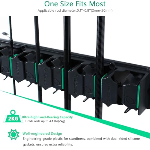 Vertical Fishing Rod Holder Wall Mount (Z- Green 2-Pack)