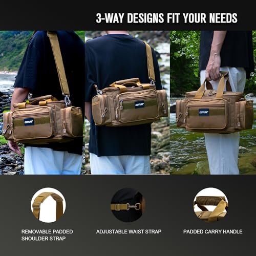 Fishing Tackle Bag with 4 3600 Tackle Boxes (B2:Khaki with 4 Tackle Boxes / Small)
