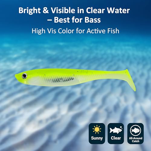 Paddle Tail Swimbait Fishing Lures for Bass Fishing (Chartreuse)