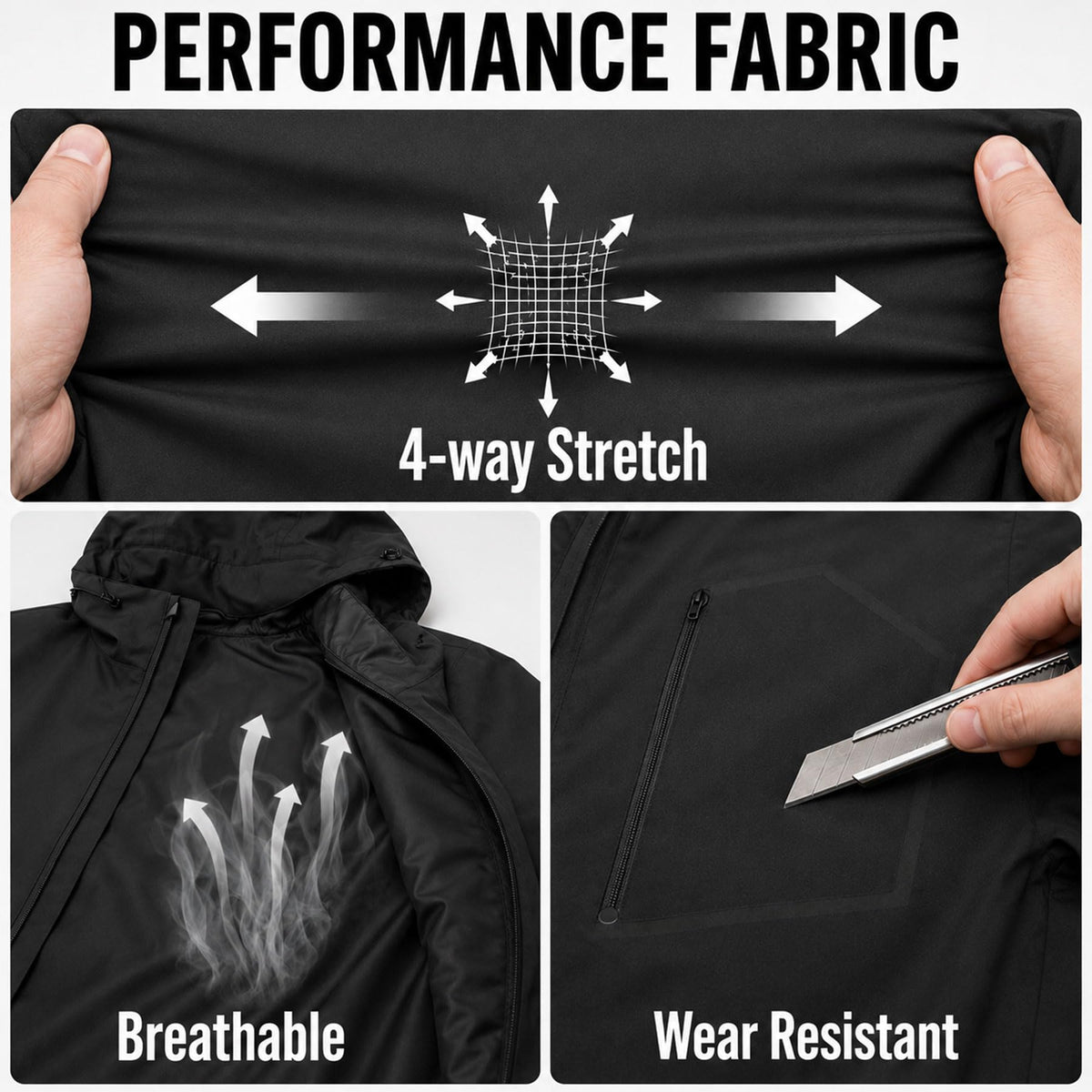 Hiking Jacket for Men Lightweight Waterproof Breathable Rain Coat (XX-Large / Navy Blue)