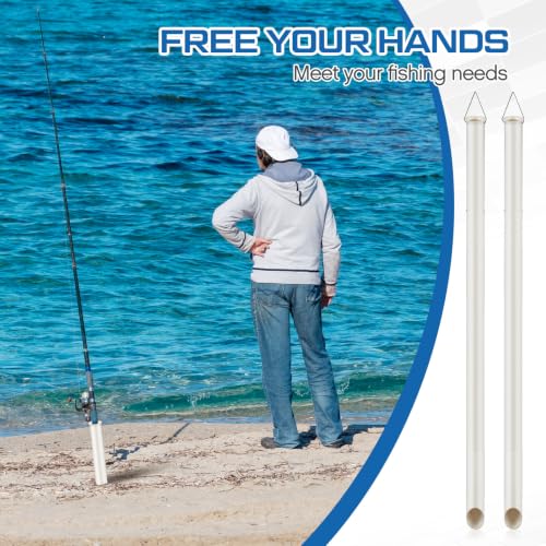 2 Pcs Tubular Sand Spikes for Surf Fishing PVC Surf Shore and Beach Fishing Rod Holder Sand Spike for Beaches (48 Inch)