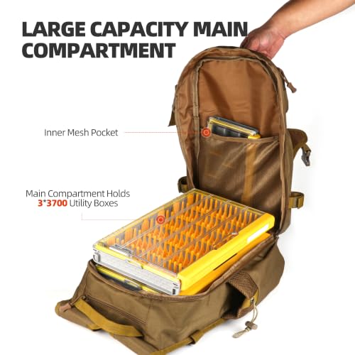 Fishing Backpack with Rod Holder (Khaki)
