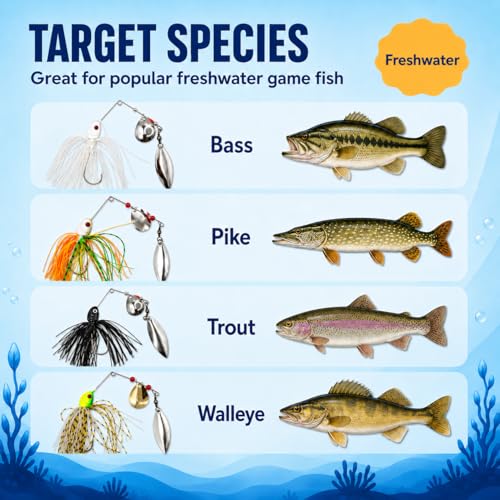 Fishing Spinner Lures (multi color 5pk (white, Black, 2 Green, Yellow)