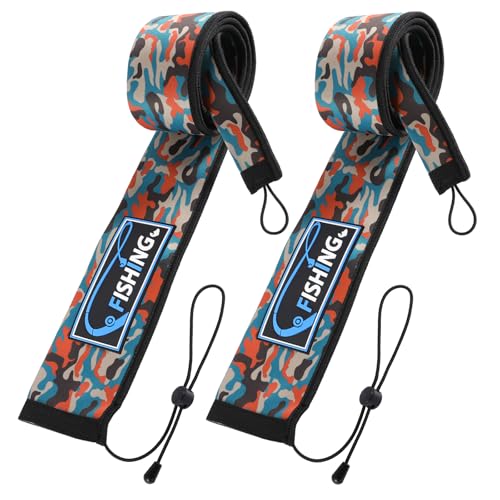 2Pcs Neoprene Fishing Rod Sleeves (Orange Camo / 58" - 2Pcs)