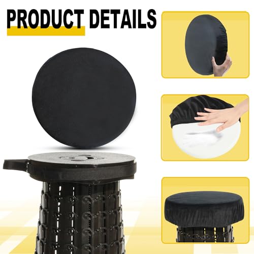 Upgraded 19.7" Collapsible Stool + 1.38" Thicker Cushion (Deep Black / XX-Large)