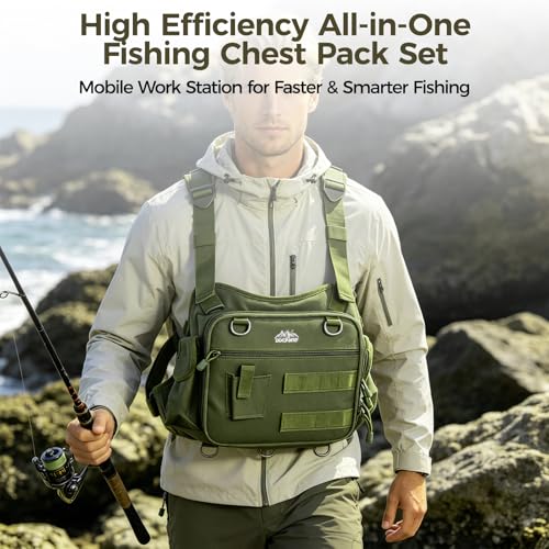 Fishing Chest Pack with 3 Bait Boxes (Green)
