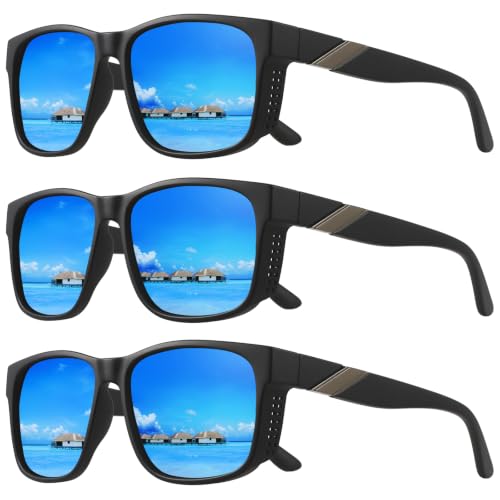 Polarized Sunglasses for Men Women (3pack Blue/Blue/Blue)